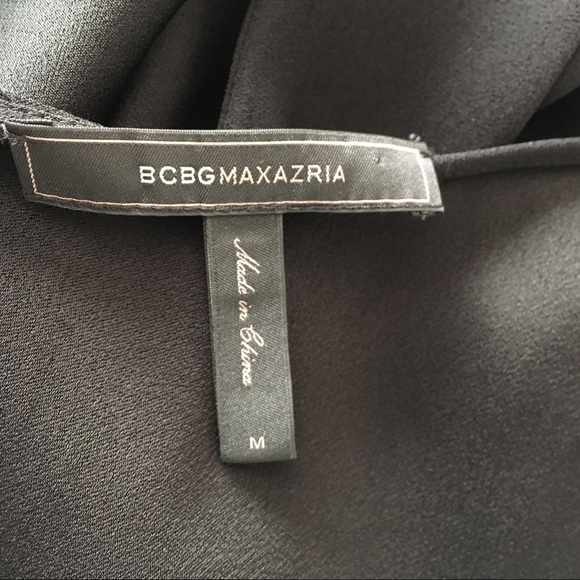 BCBGMaxazria Criss Cross Back Black Blouse Size Medium - Picture 6 of 7